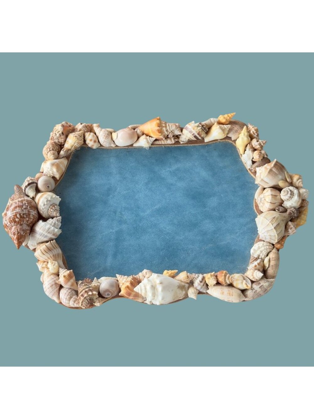 Handmade Seashell Decorated Tray Coastal Beach House Cottage Shell Ocean Decor